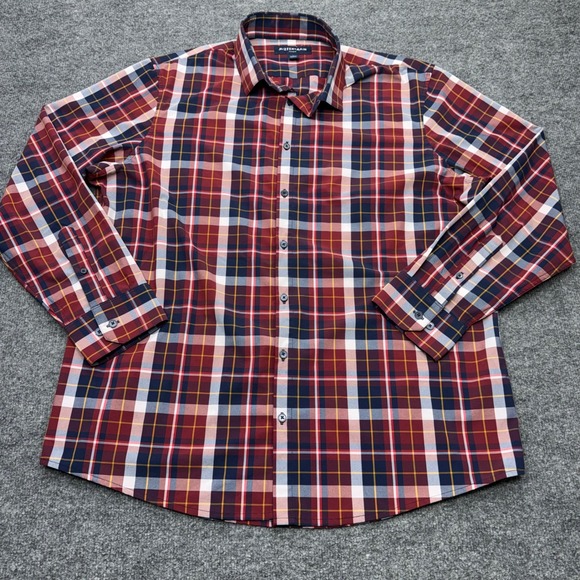 Mizzen+Main Other - Mizzen+Main Leeward Men XL Classic Fit Red Plaid Performance Dress Shirt Stretch
